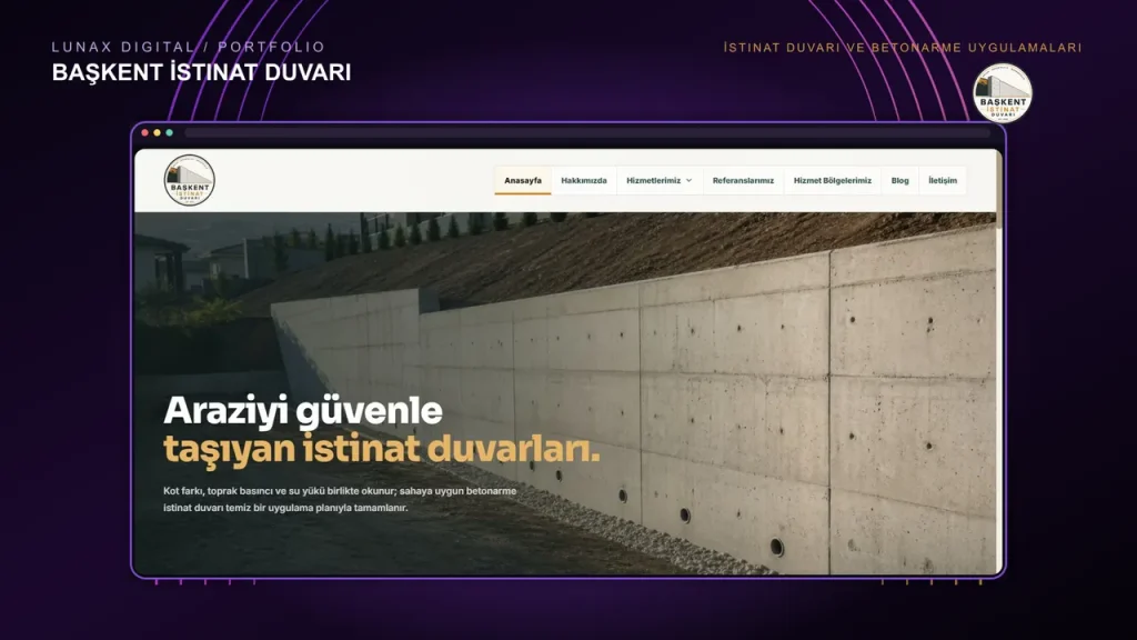 Başkent İstinat Duvarı web sitesi tasarımı